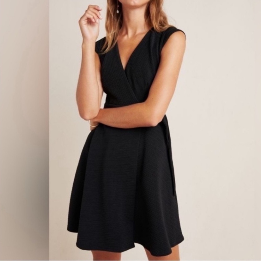 Anthropologie Hutch Ronnie Black Wrap Dress Mini Size XS